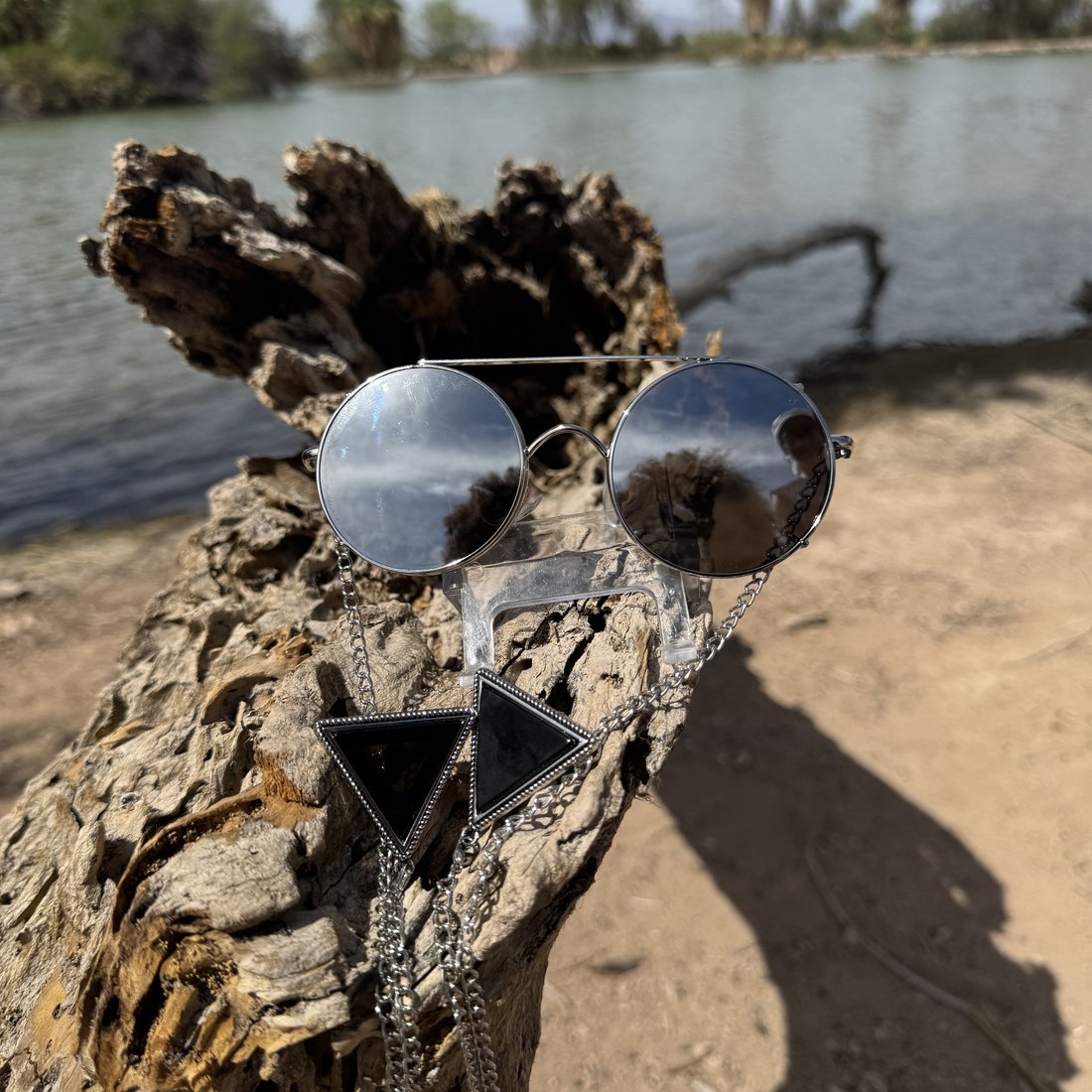 Silver Triangles — D.A.N.G.L.S handmade crystal eyeart
