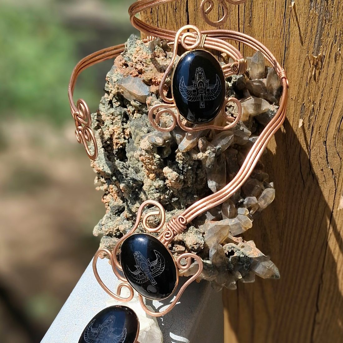 3 Piece Set — SingAni handmade copper and black onyx adornment